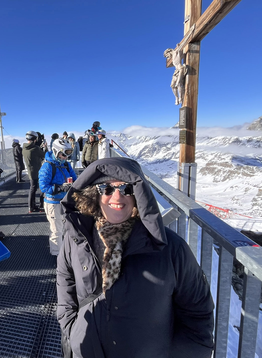 The platform was full of people outfitted for the cold far better than we were. Except for Jesus, I bet he was cold.